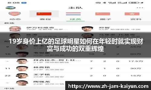 19岁身价上亿的足球明星如何在年轻时就实现财富与成功的双重辉煌